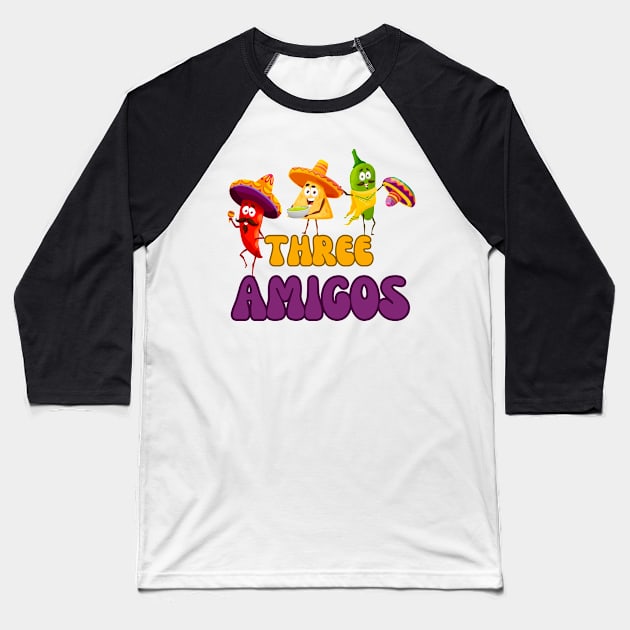 Three amigos Baseball T-Shirt by smkworld